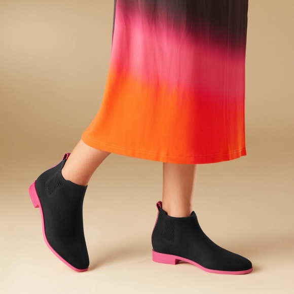 Vivaia Ryan Pro Knit Chelsea Ankle Boot Black Pink Soles Size-41.5/10 - Picture 2 of 14
